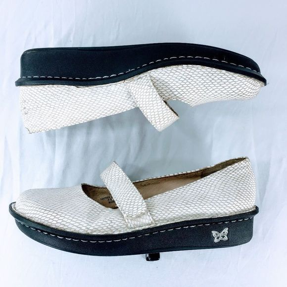 Alegria Mary Jane FEL 710 Shoes Feliz White Leather Faux Snakeskin Sz 9 - Picture 4 of 12